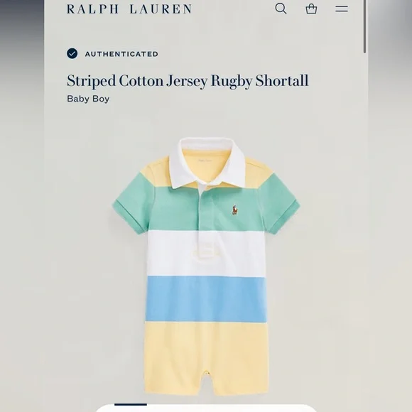 Ralph Lauren Striped cotton jersey rugby shortall Size 3 Months